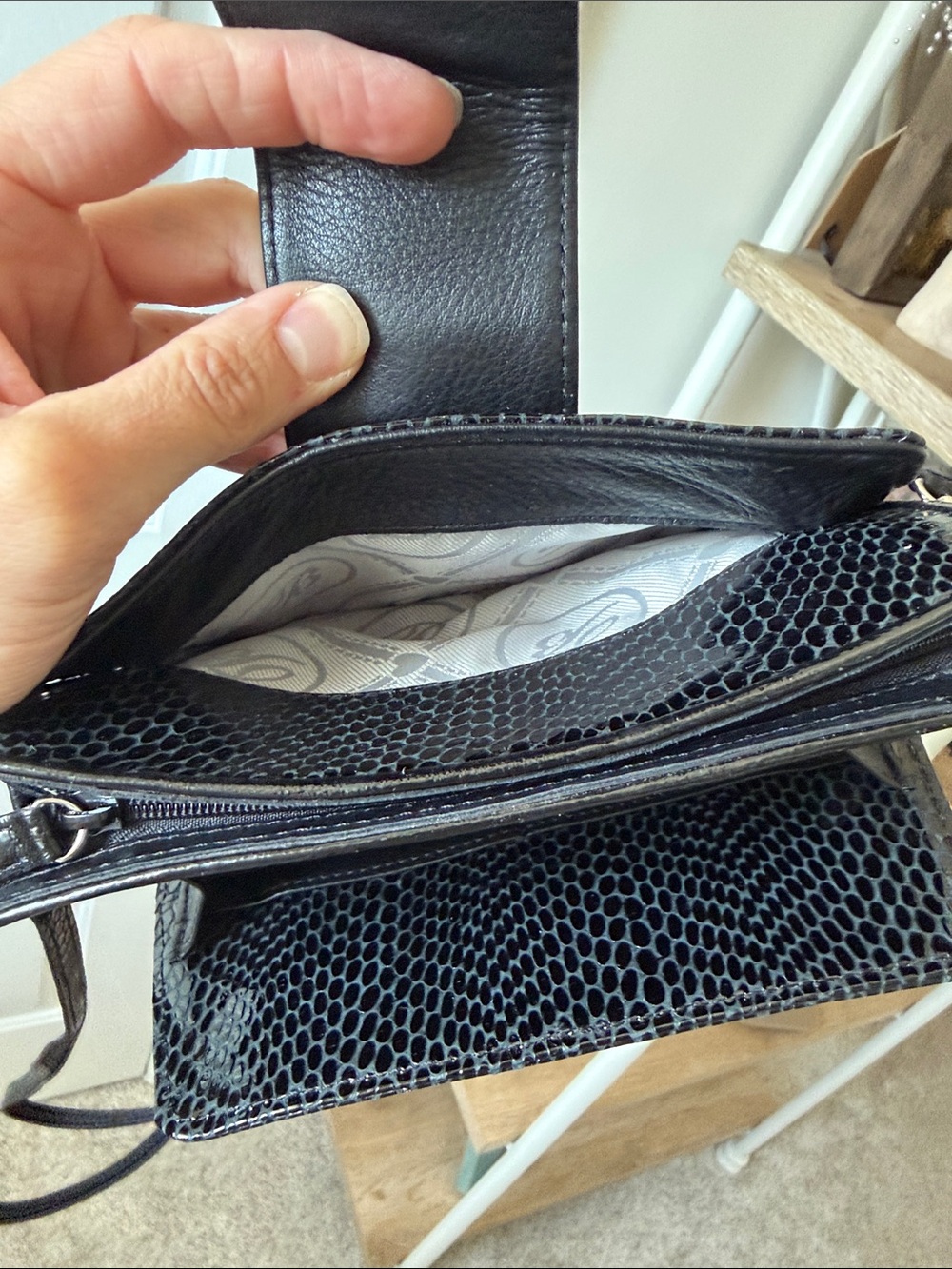 Brighton Black Faux-Snake Leather Wristlet with Decorative Medallion - Picture 4 of 4